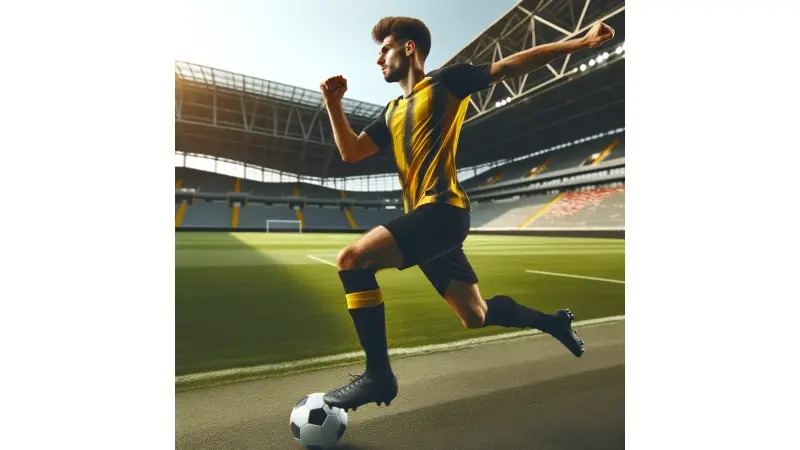 שחקן כדורגל לבוש צהוב שחור